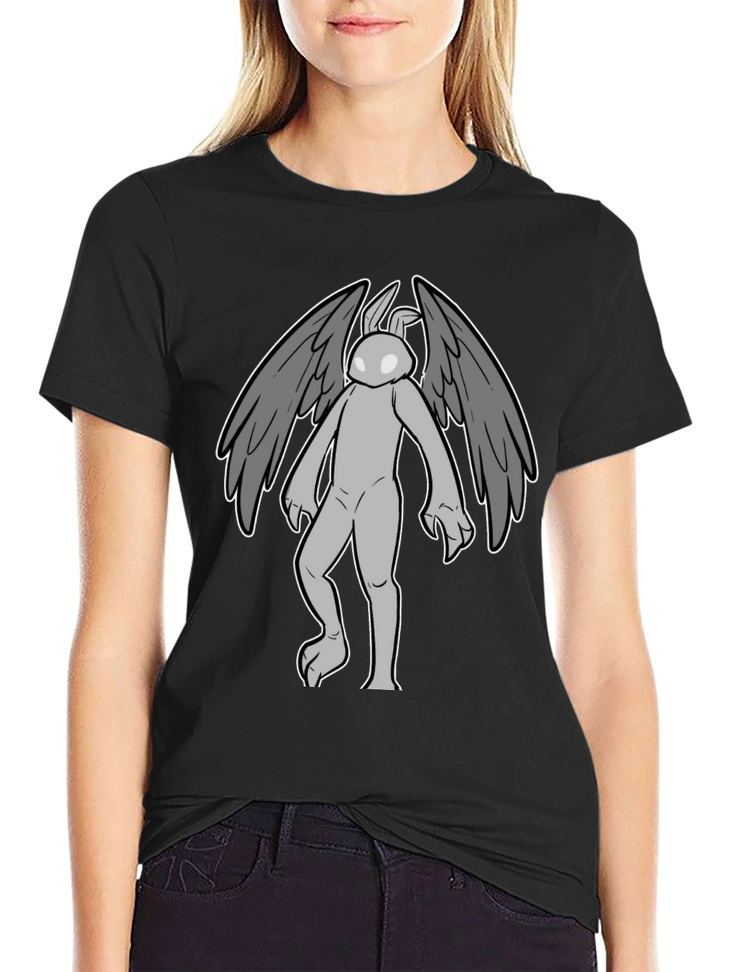 Winged Rabbit Graphic Tee - Black Cotton Blend