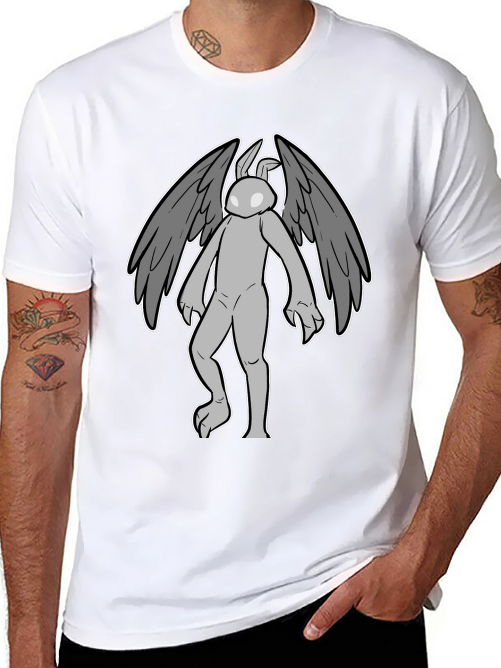 Winged Rabbit Graphic Tee - Black Cotton Blend