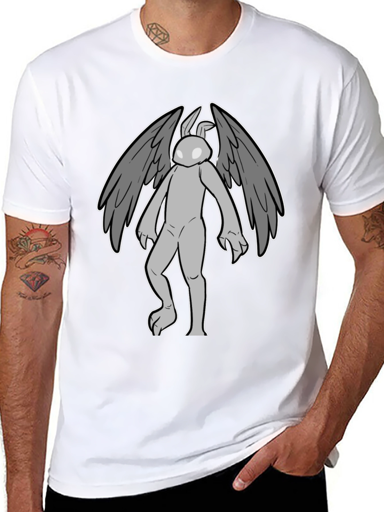 Winged Rabbit Graphic Tee - Black Cotton Blend