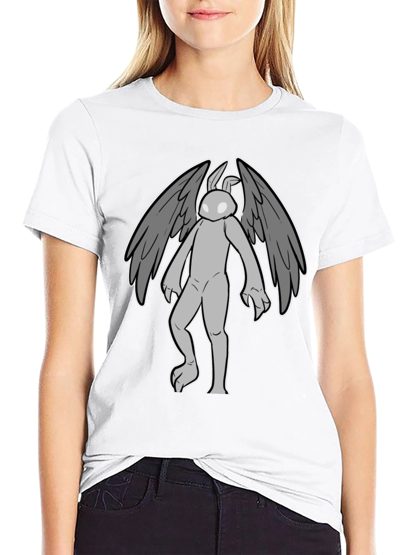 Winged Rabbit Graphic Tee - Black Cotton Blend