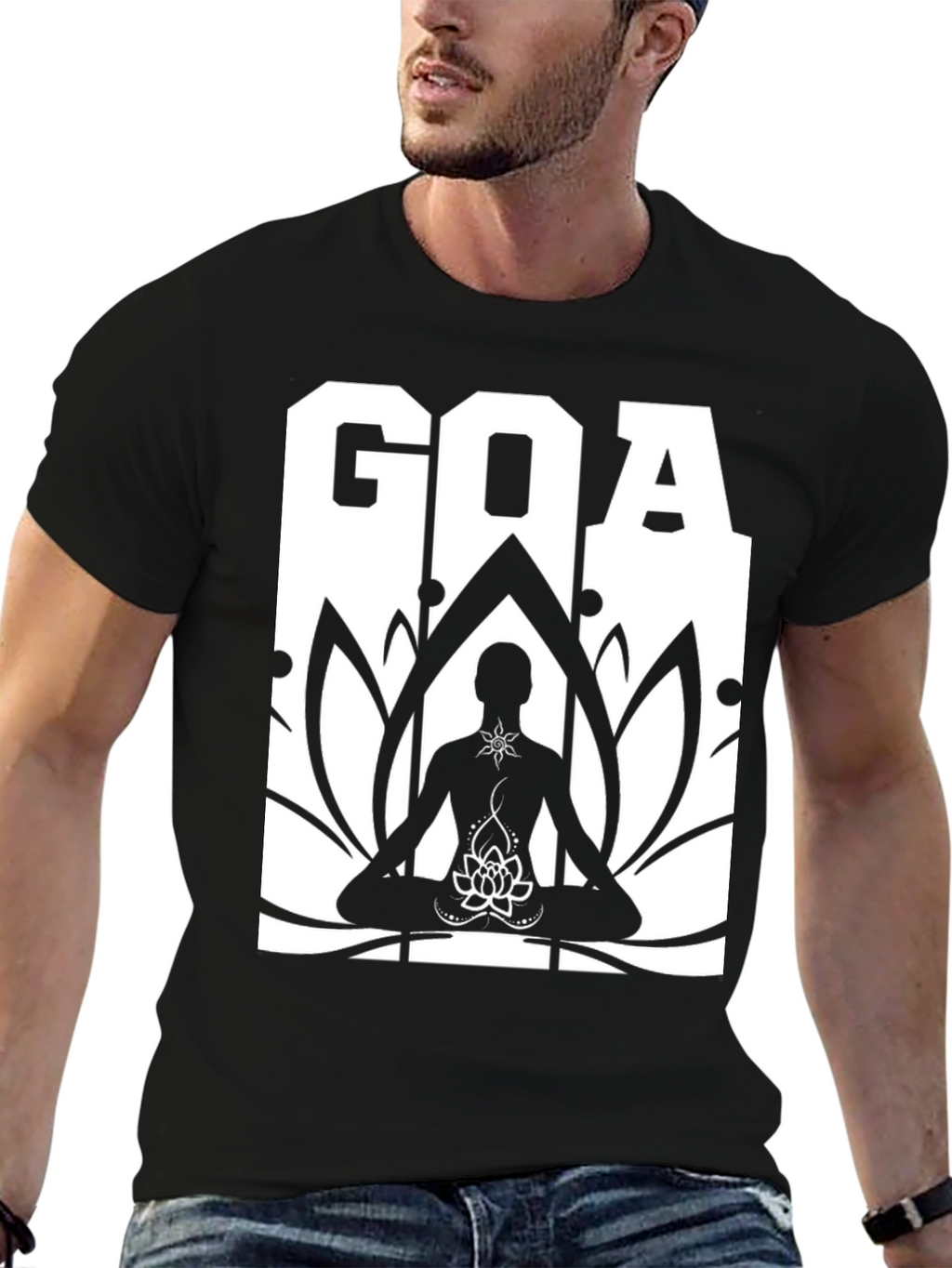 Goa Yoga Lotus T-Shirt - Black Cotton Graphic Tee