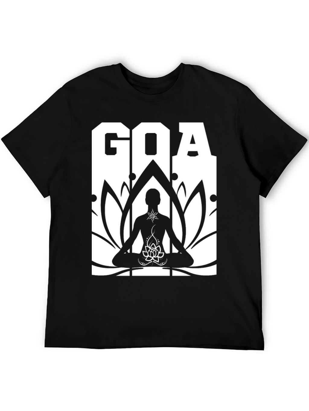 Goa Yoga Lotus T-Shirt - Black Cotton Graphic Tee