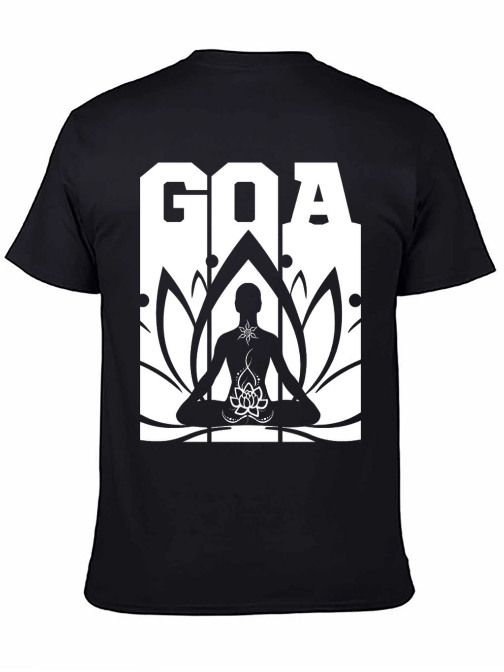 Goa Yoga Lotus T-Shirt - Black Cotton Graphic Tee