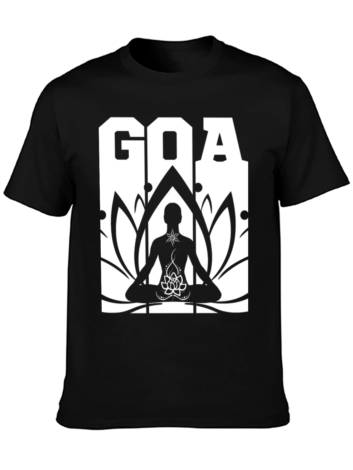 Goa Yoga Lotus T-Shirt - Black Cotton Graphic Tee