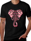Tribal Elephant Graphic Tee - Black Cotton Comfort