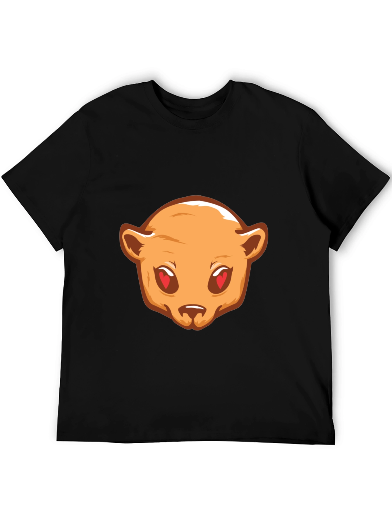 Bear Love Eyes Graphic Black T-Shirt