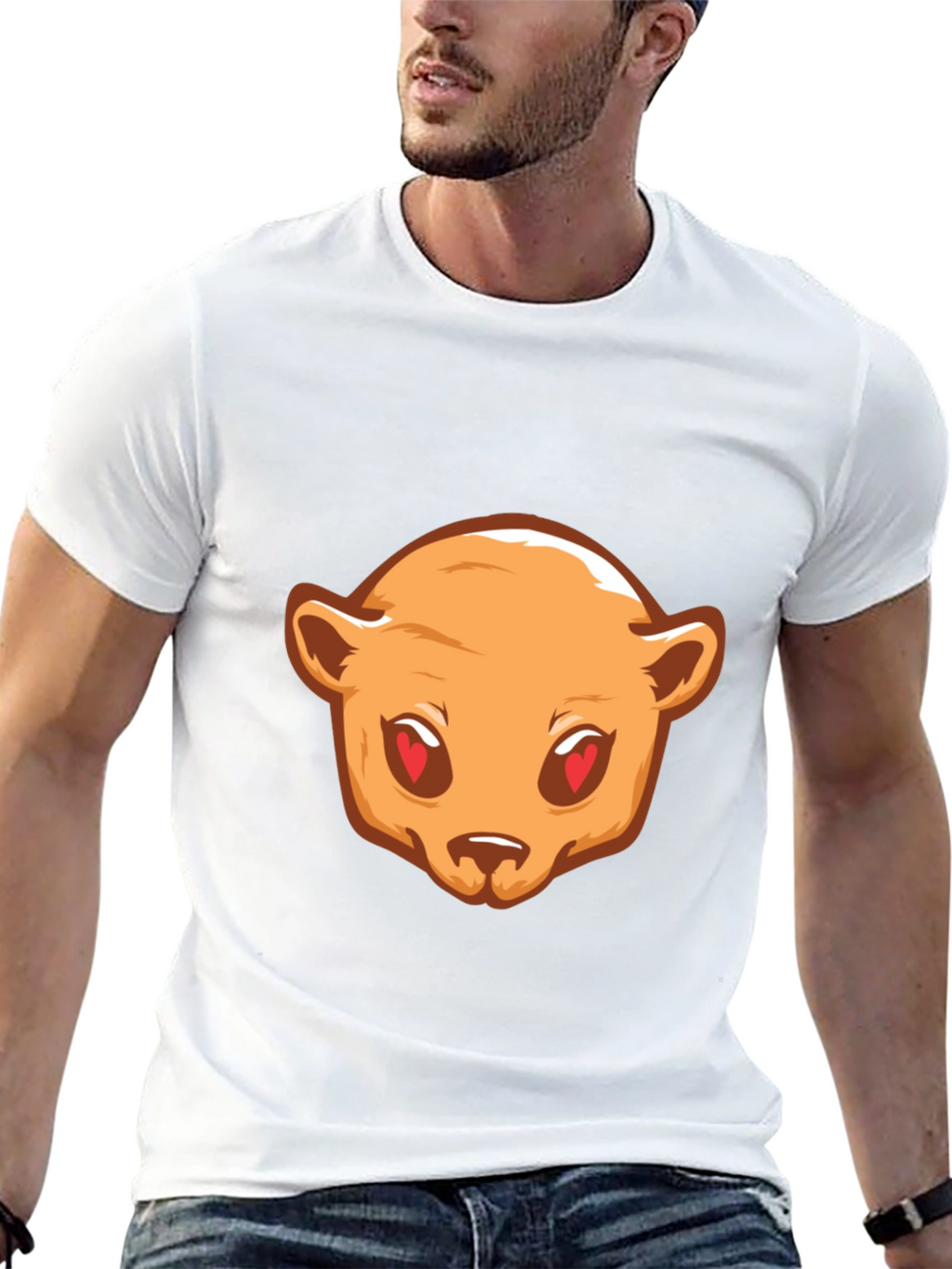 Bear Love Eyes Graphic Black T-Shirt