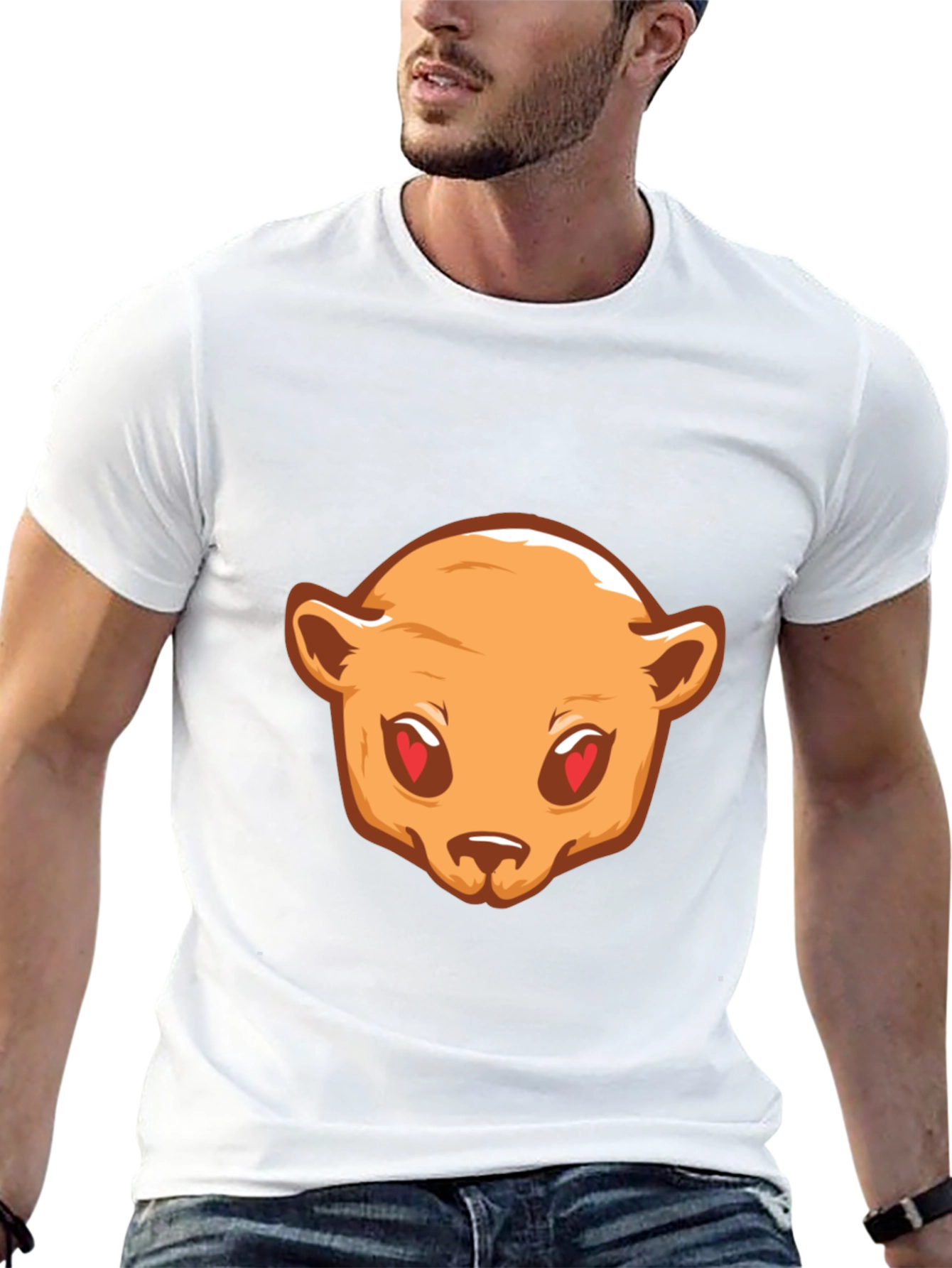 Bear Love Eyes Graphic Black T-Shirt