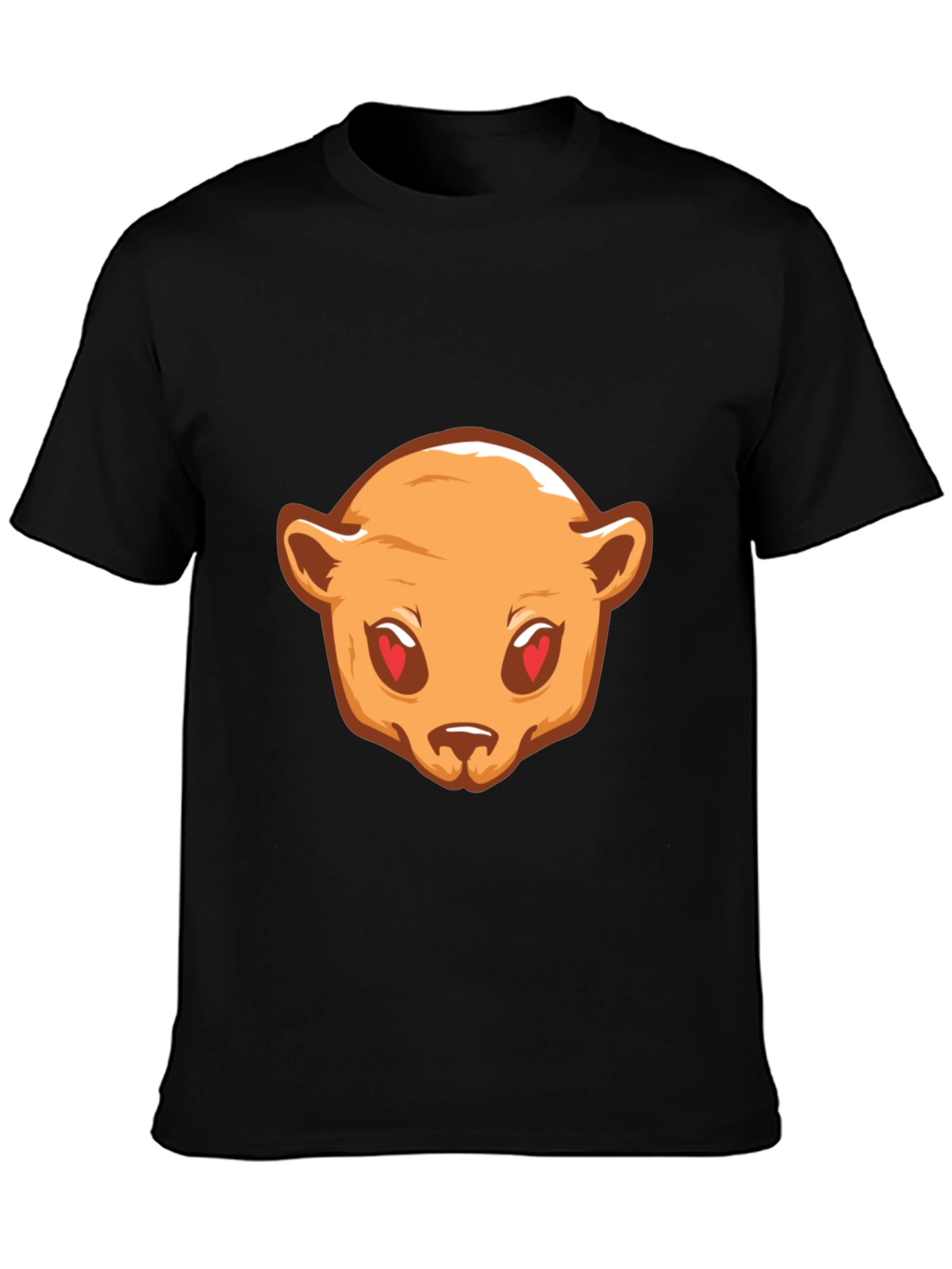 Bear Love Eyes Graphic Black T-Shirt