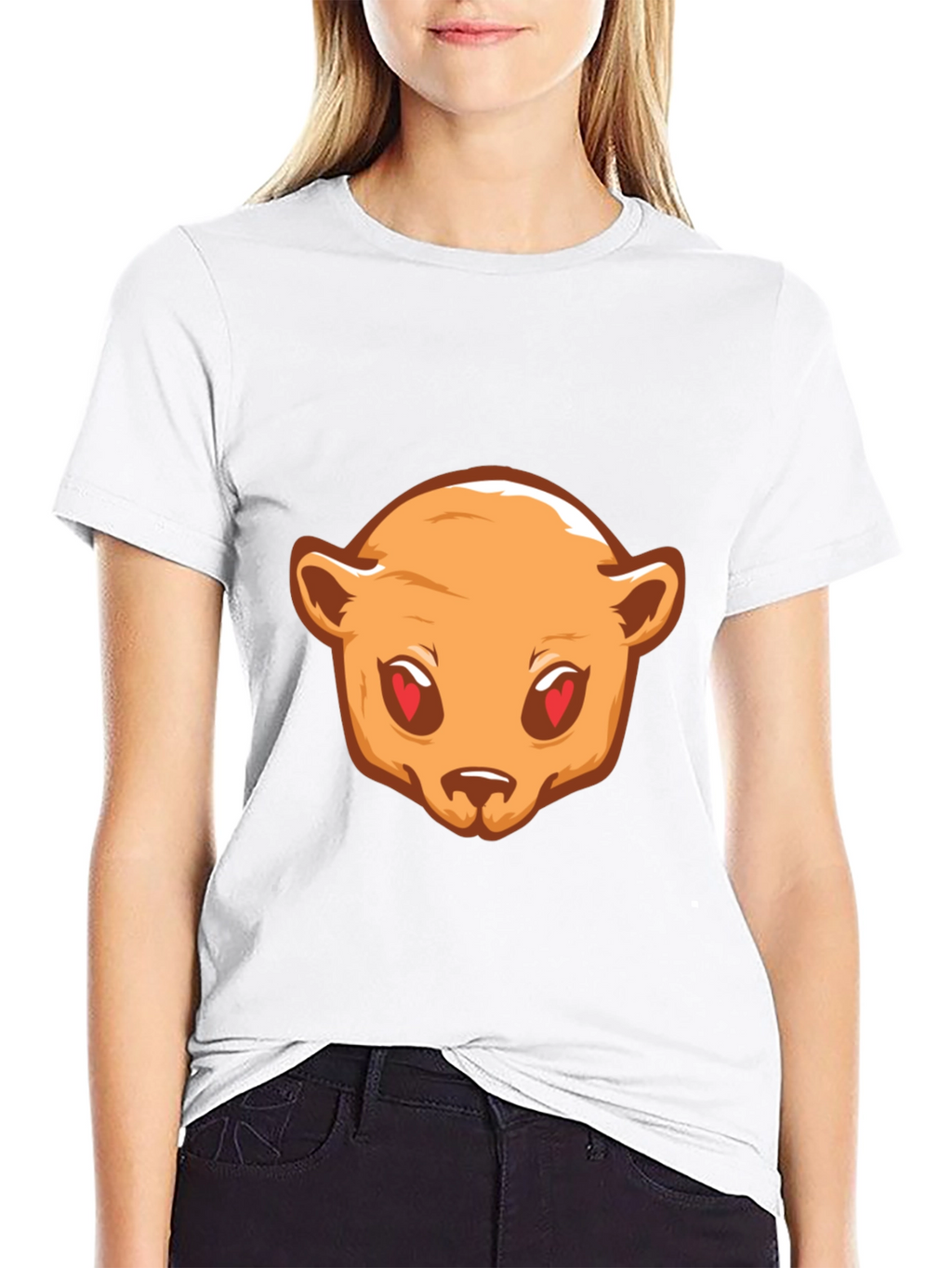 Bear Love Eyes Graphic Black T-Shirt