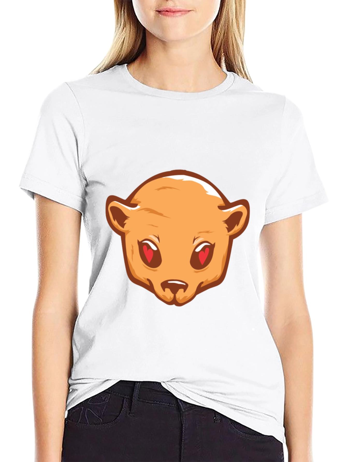 Bear Love Eyes Graphic Black T-Shirt