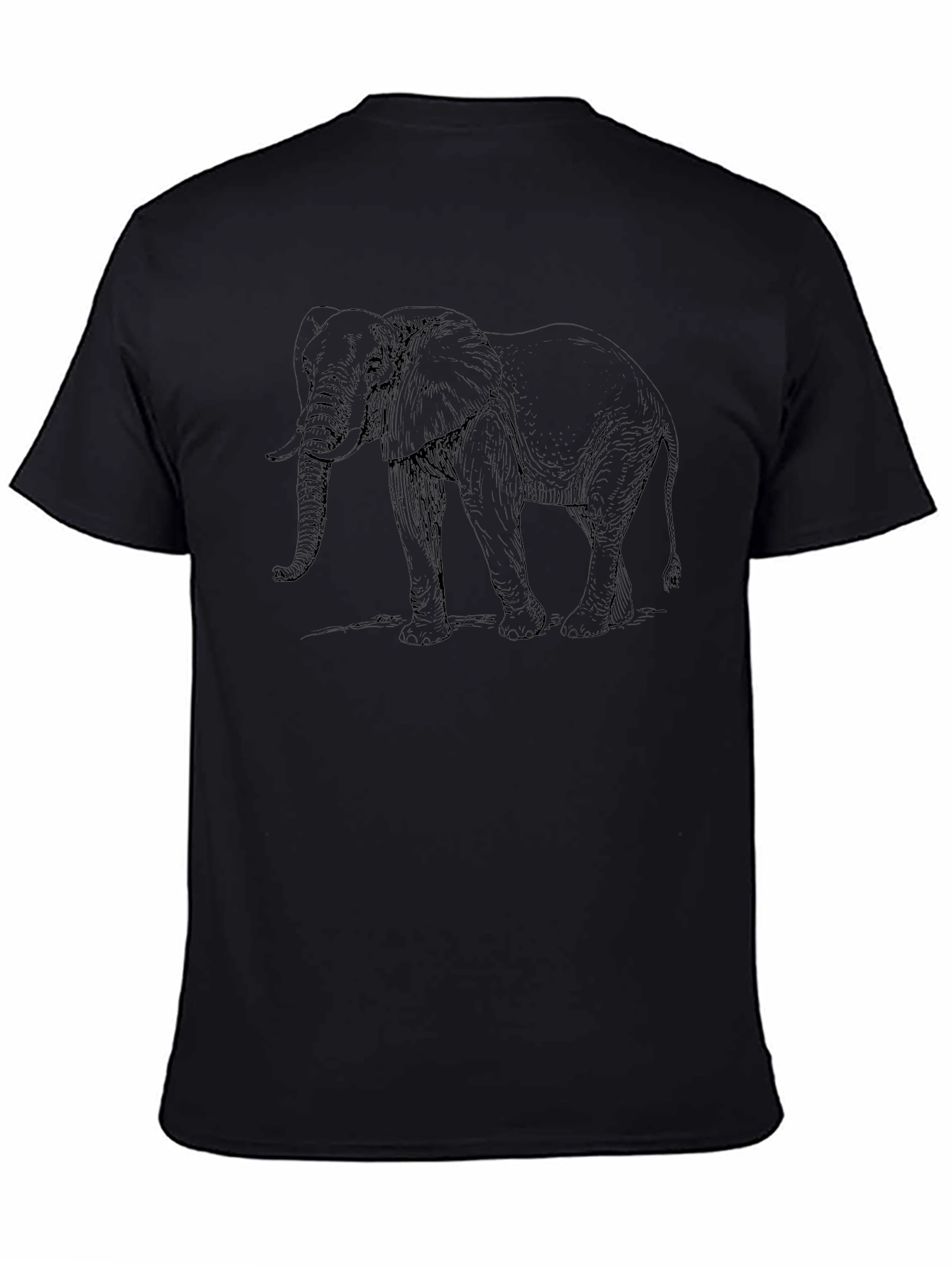 Elephant Sketch Graphic Tee - Black