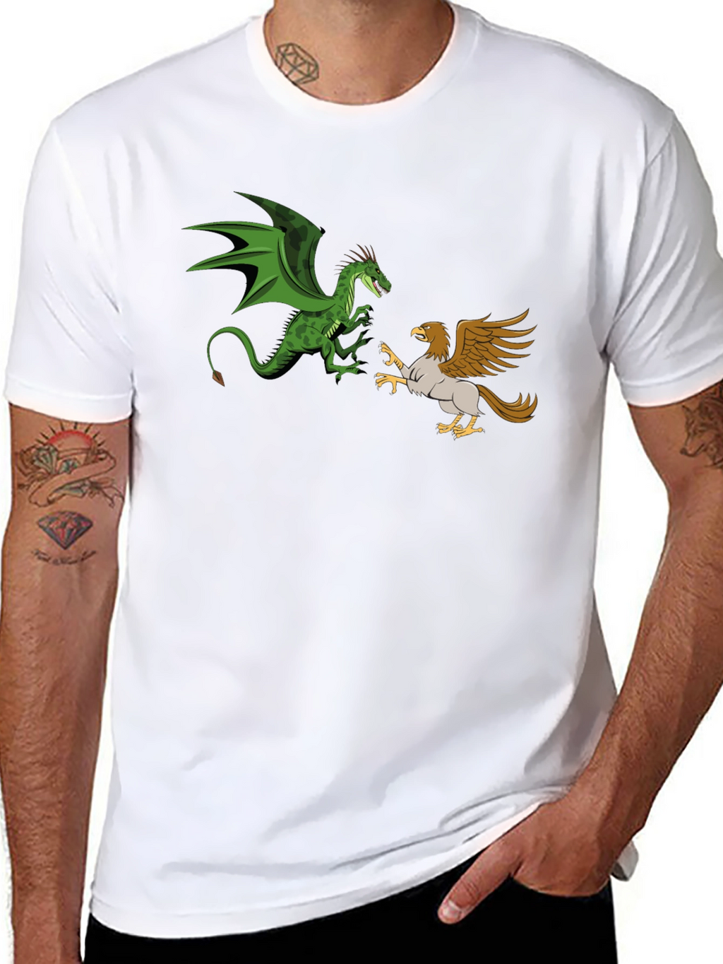 Dragon vs. Griffin Graphic Tee - Fantasy Creature Clash