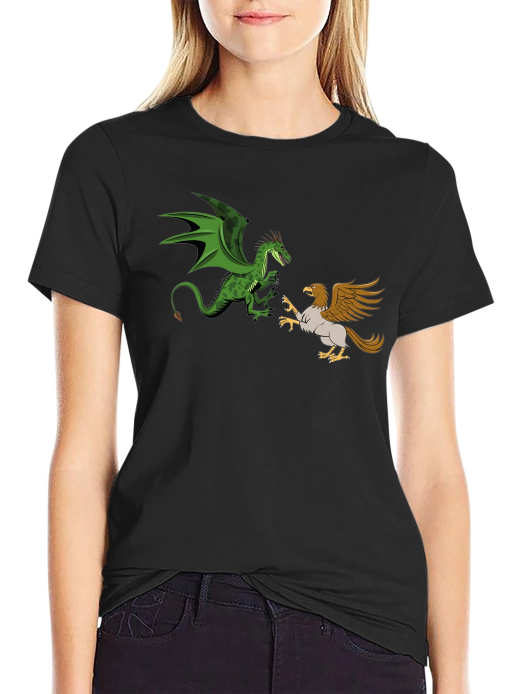 Dragon vs. Griffin Graphic Tee - Fantasy Creature Clash
