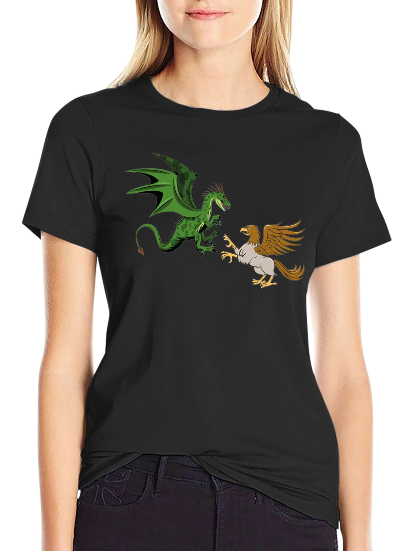 Dragon vs. Griffin Graphic Tee - Fantasy Creature Clash