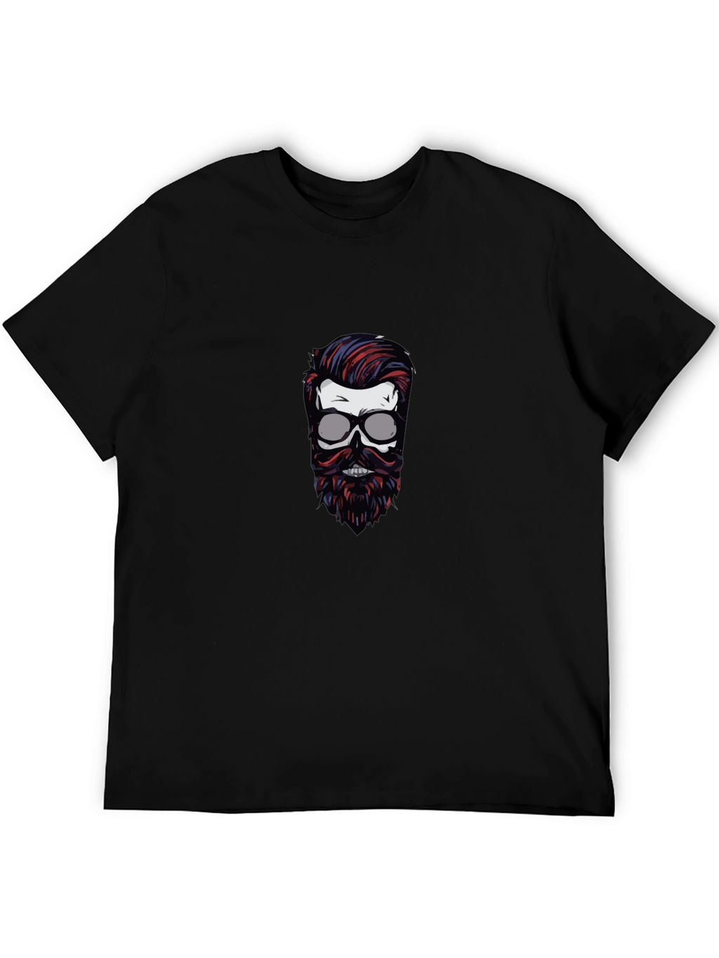 Skull with Beard Graphic T-Shirt - Black