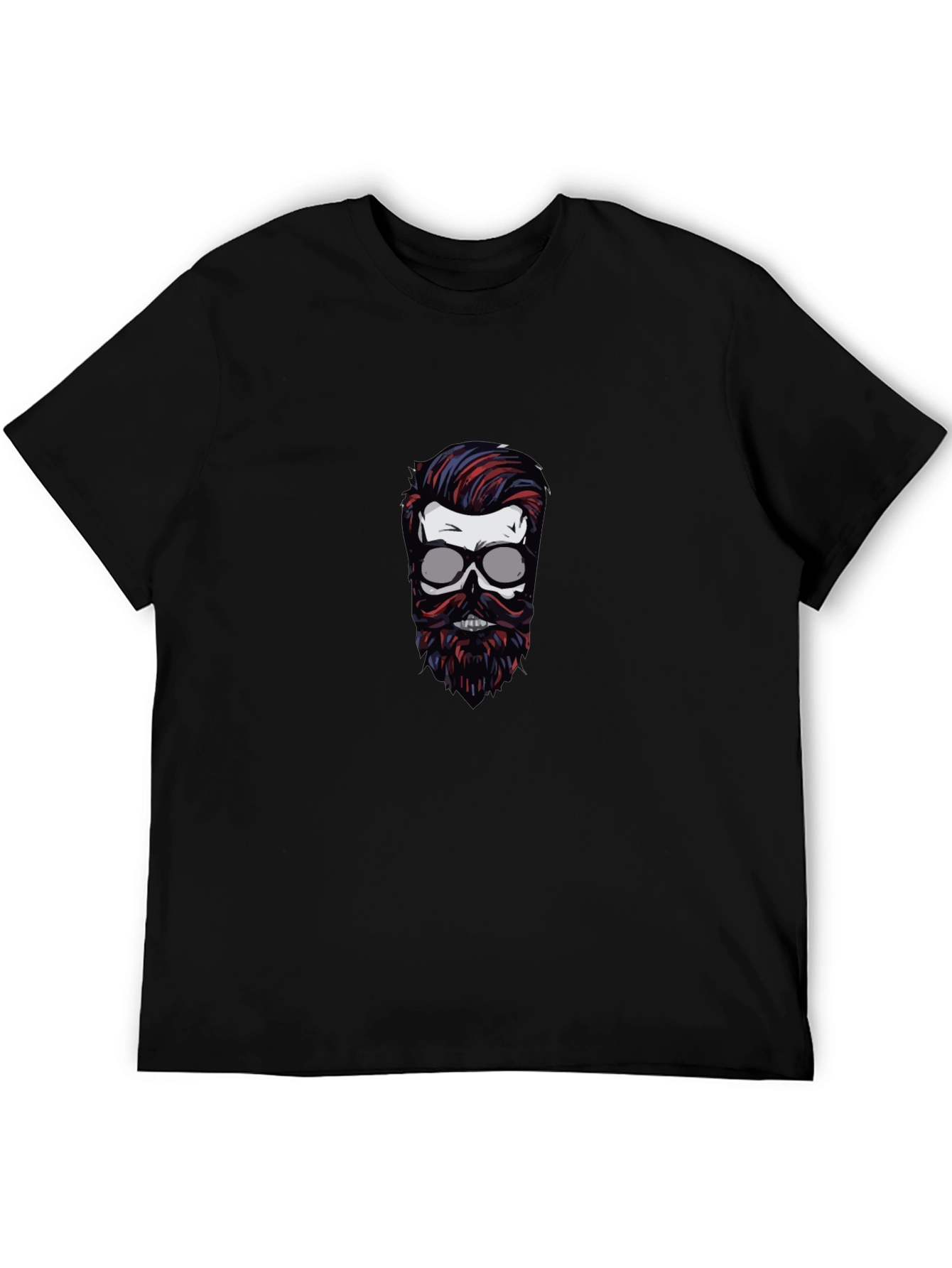 Skull with Beard Graphic T-Shirt - Black
