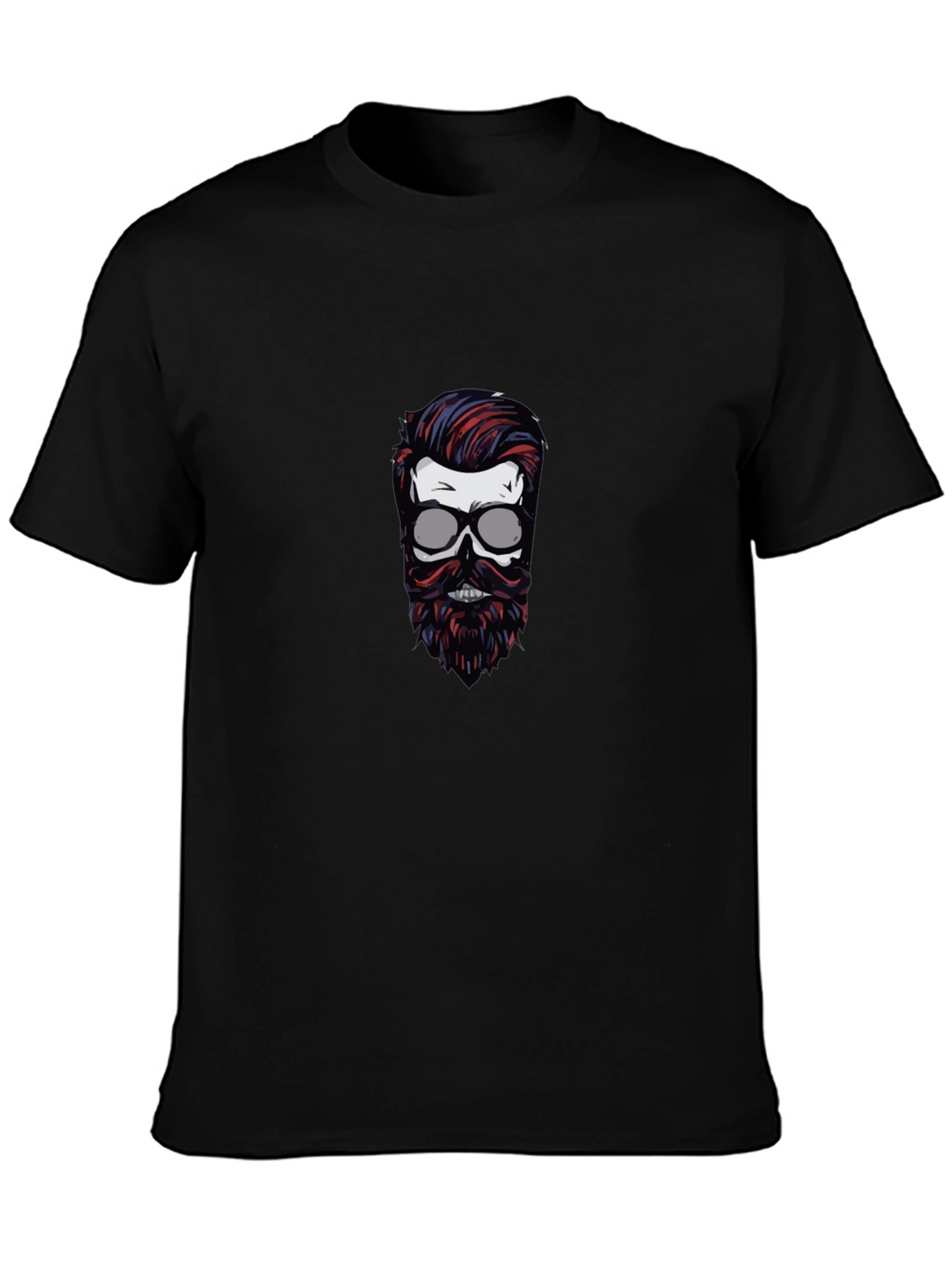 Skull with Beard Graphic T-Shirt - Black