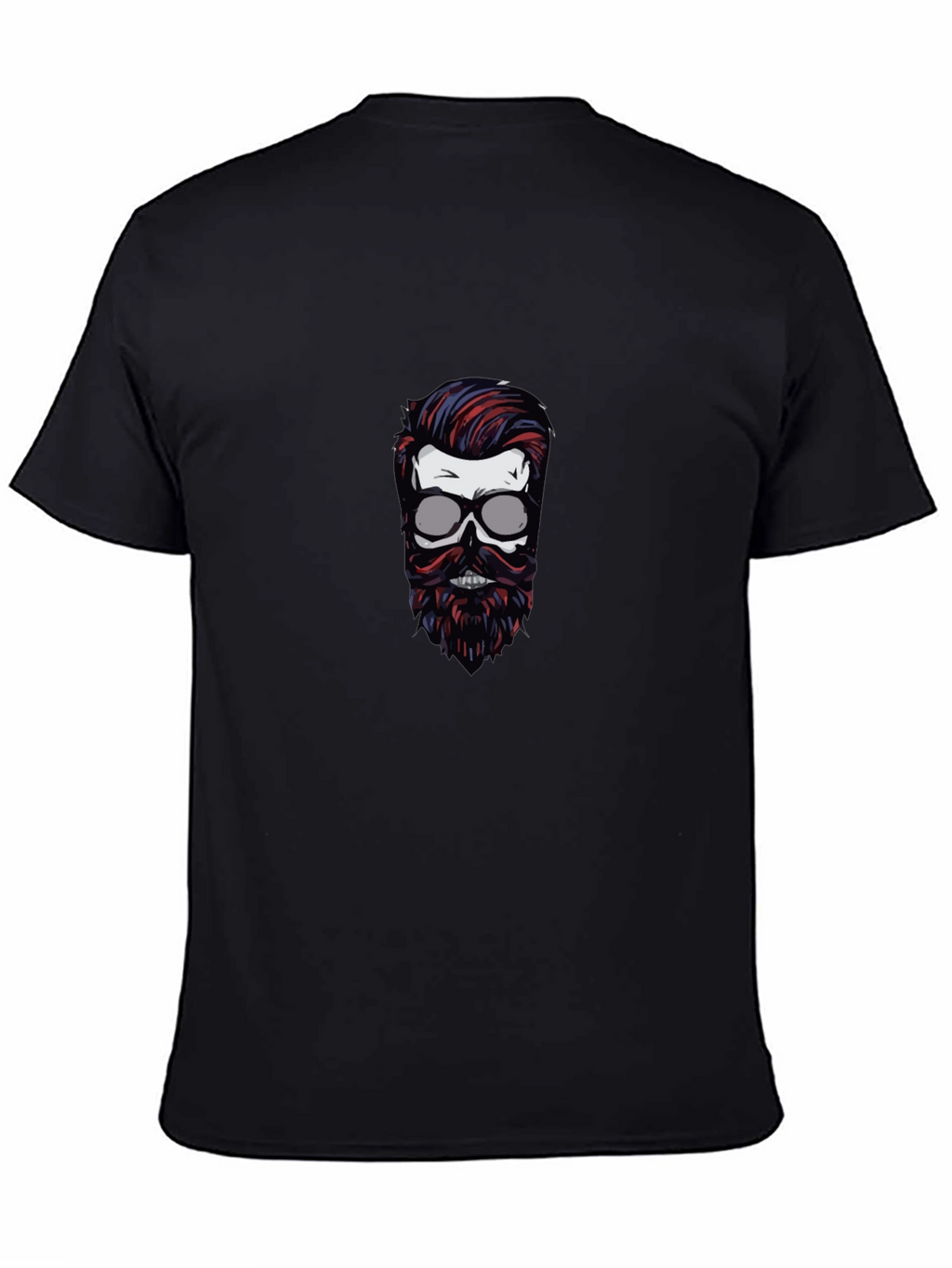 Skull with Beard Graphic T-Shirt - Black