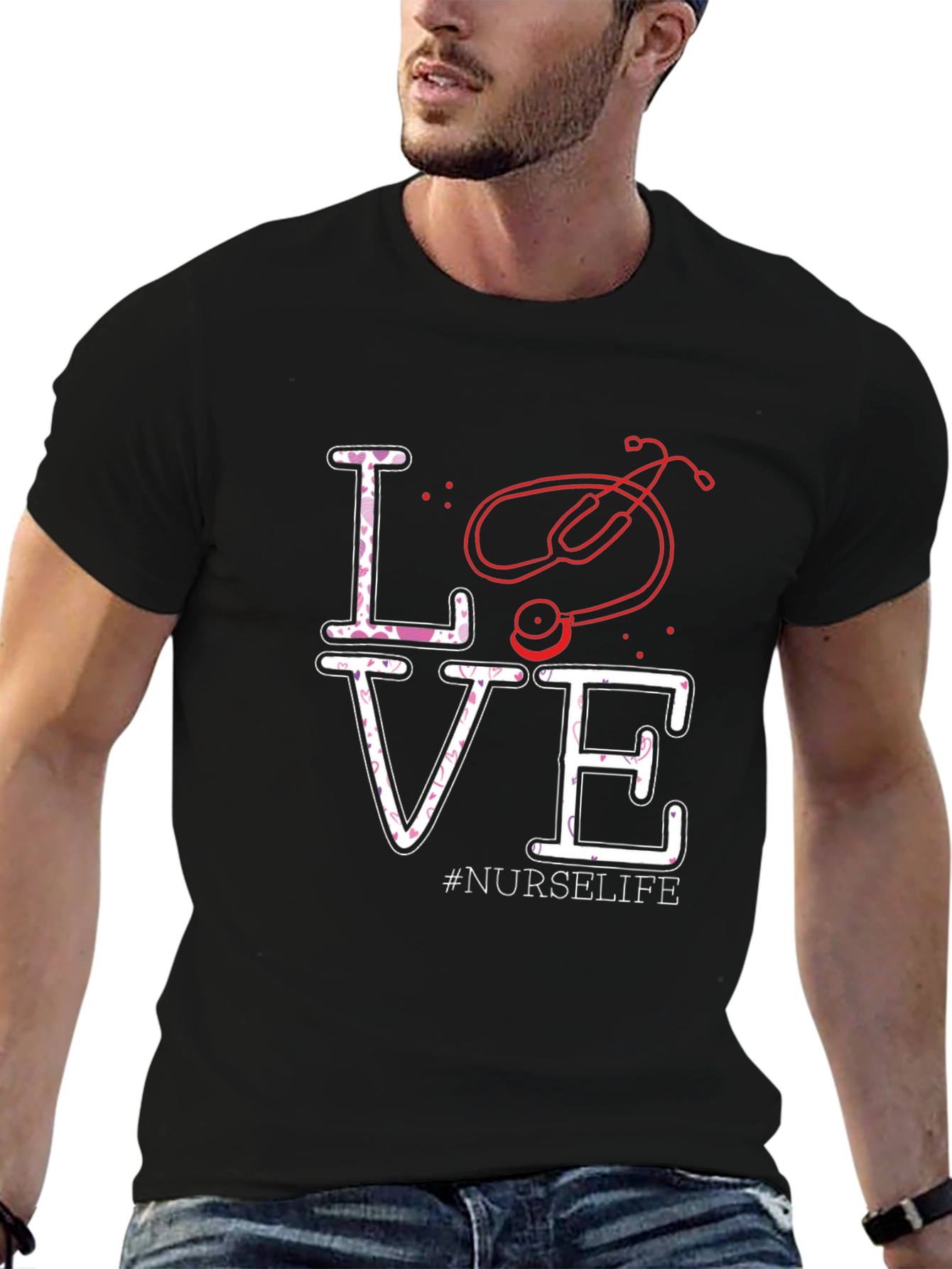 Nurse Life Love Stethoscope Graphic Tee
