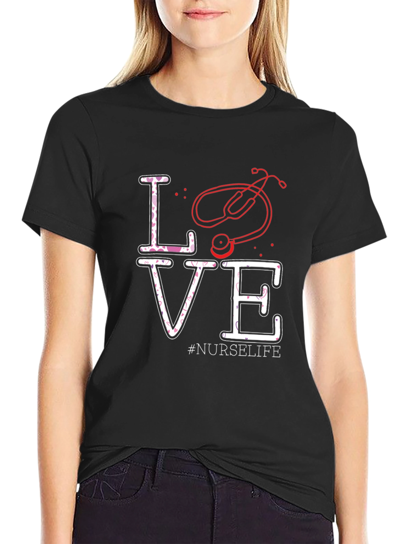 Nurse Life Love Stethoscope Graphic Tee