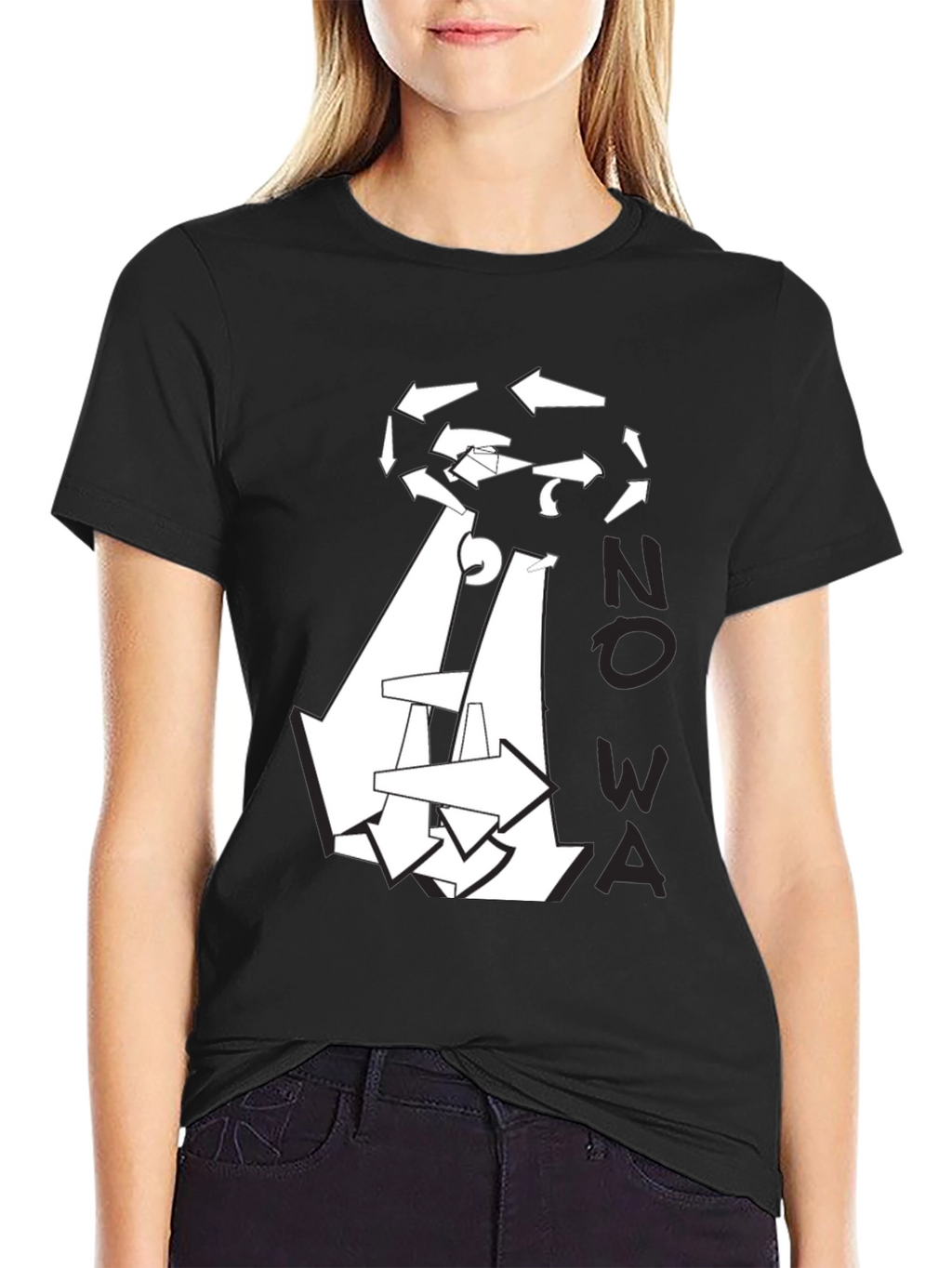 Abstract Arrow Graphic Black T-Shirt