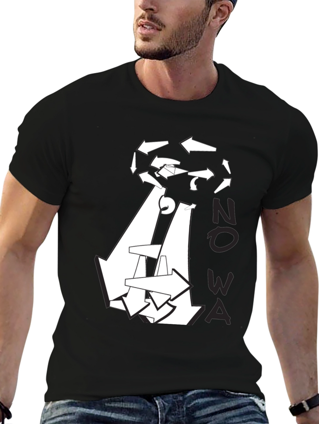 Abstract Arrow Graphic Black T-Shirt