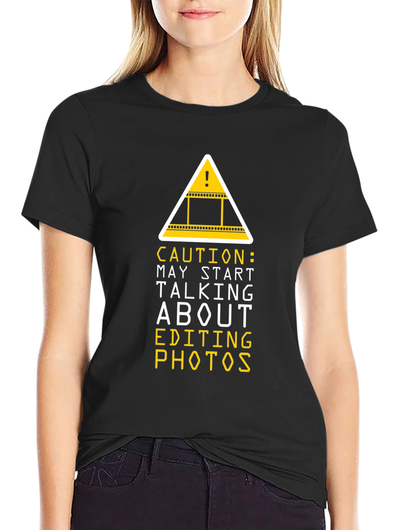 Caution Editing Photos Graphic Tee