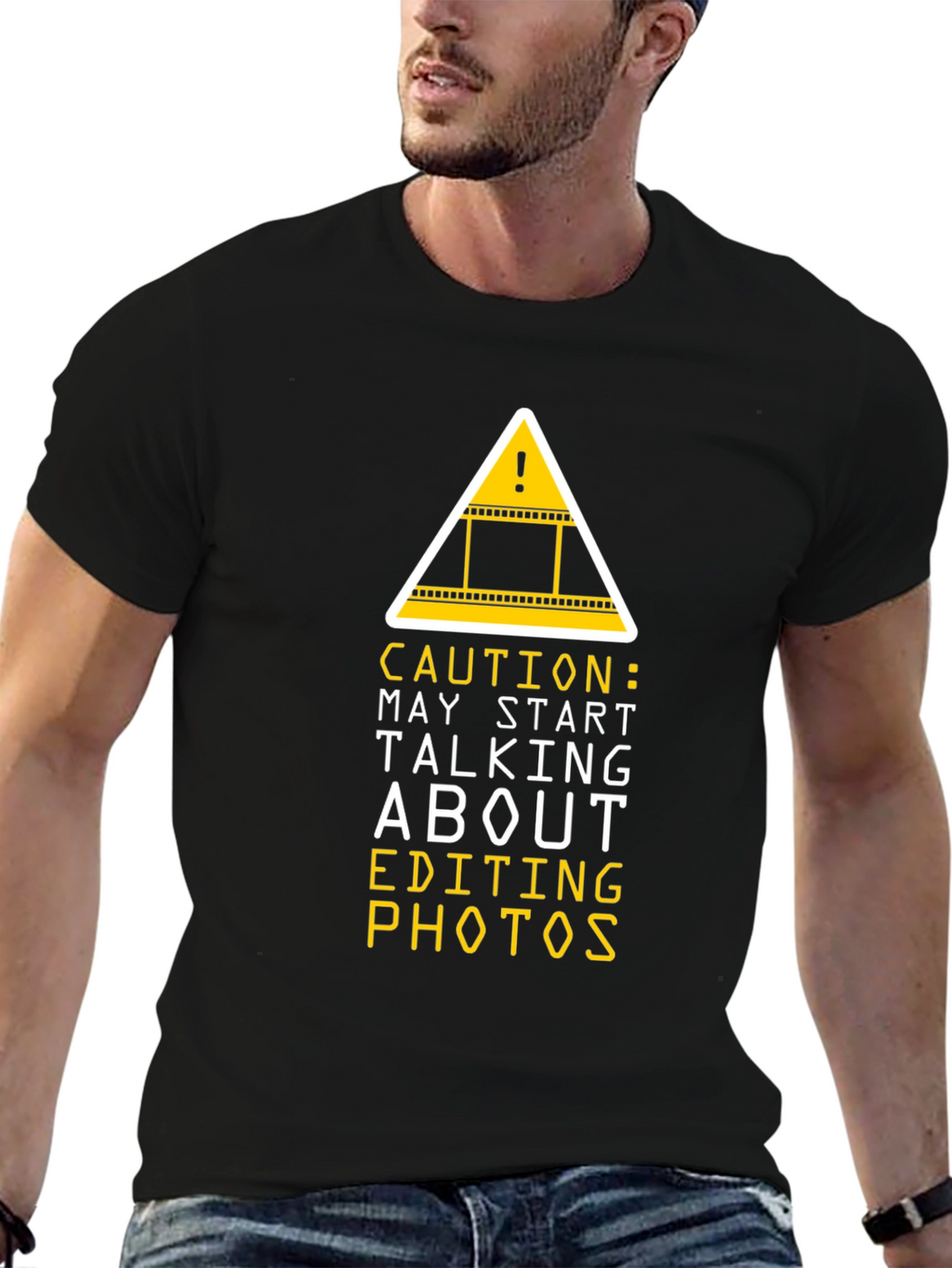 Caution Editing Photos Graphic Tee