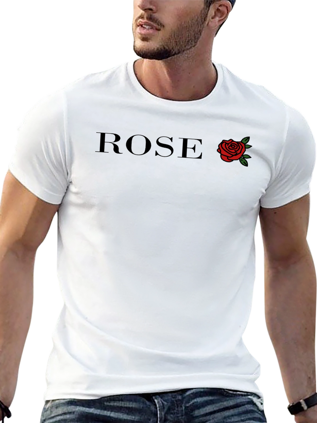 ROSE Graphic Print Black T-Shirt for Men