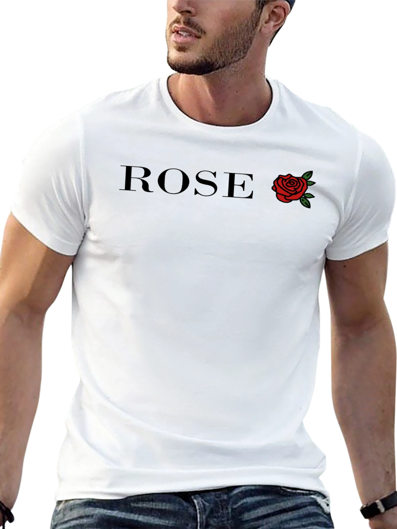 ROSE Graphic Print Black T-Shirt for Men