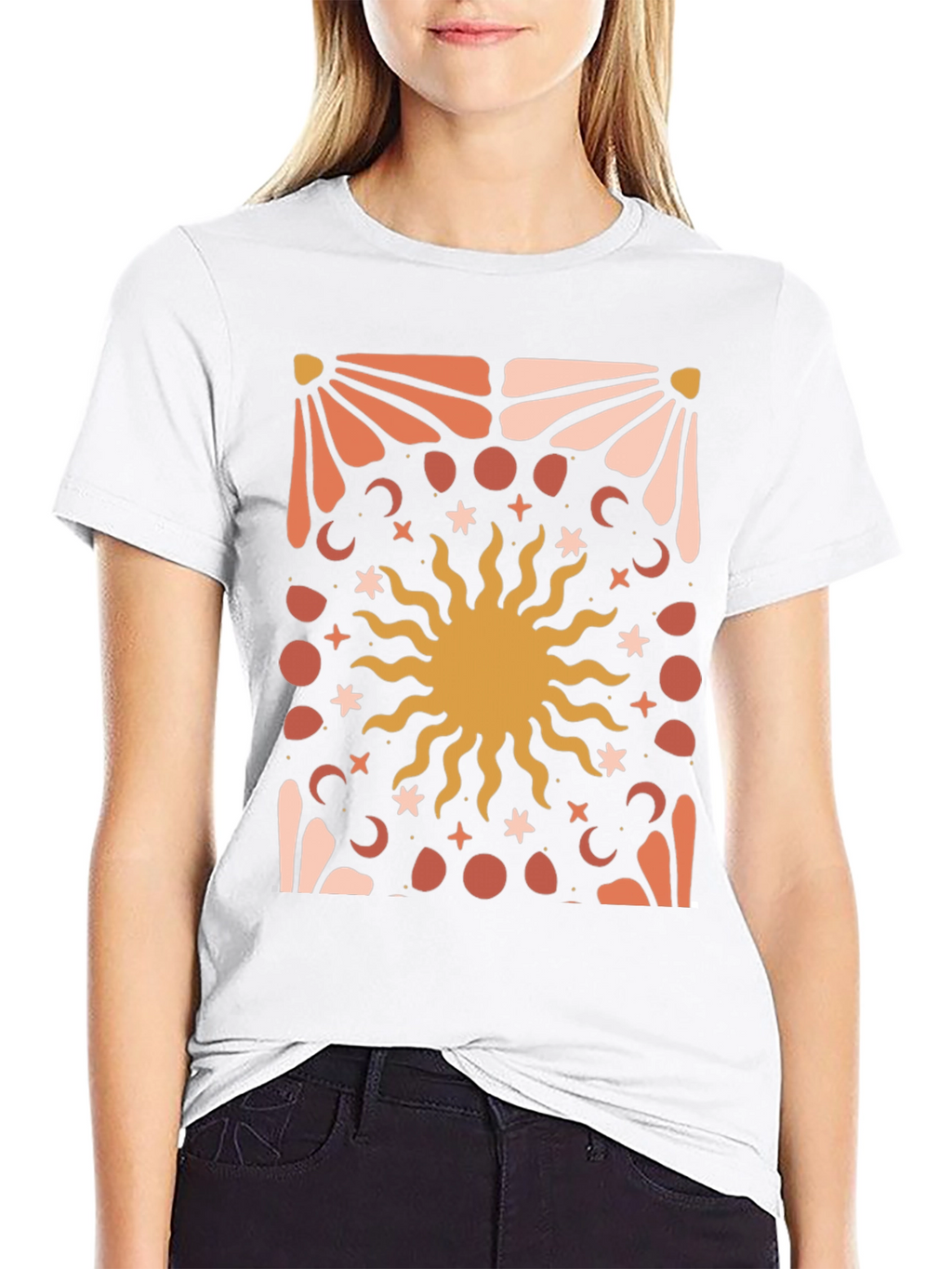 Celestial Sun Graphic Tee - Black Cotton Blend