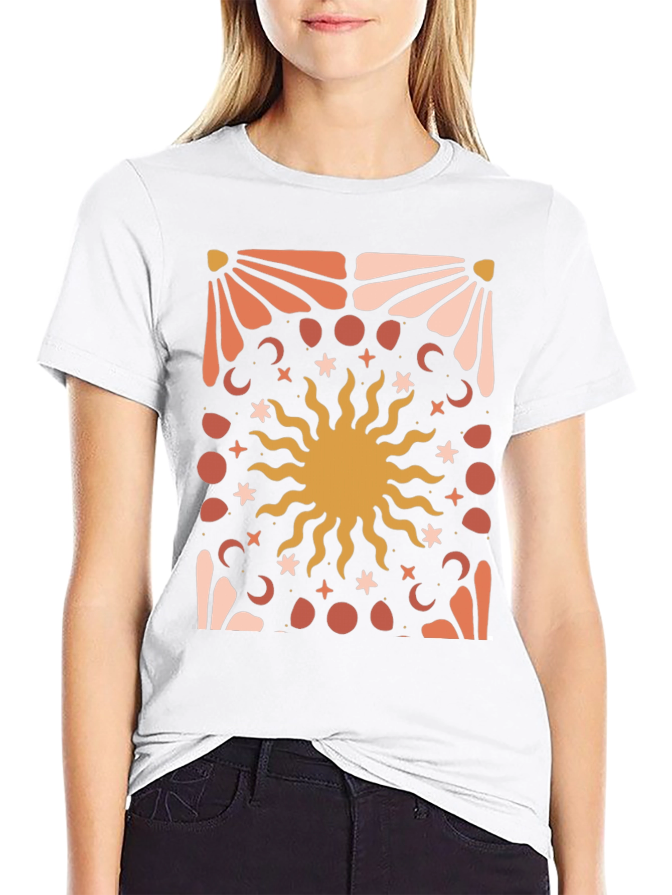 Celestial Sun Graphic Tee - Black Cotton Blend