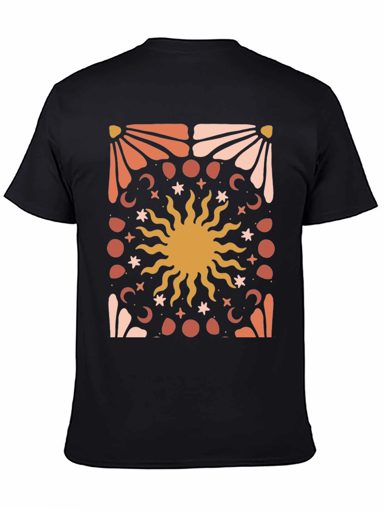Celestial Sun Graphic Tee - Black Cotton Blend