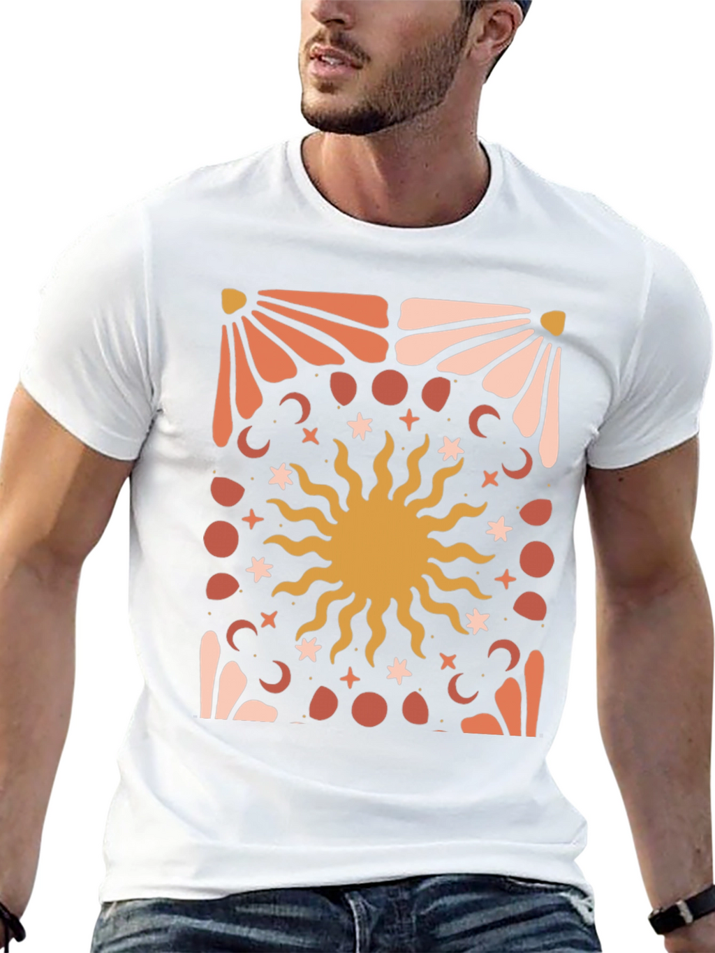 Celestial Sun Graphic Tee - Black Cotton Blend