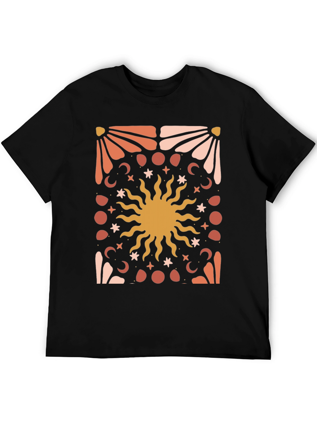 Celestial Sun Graphic Tee - Black Cotton Blend