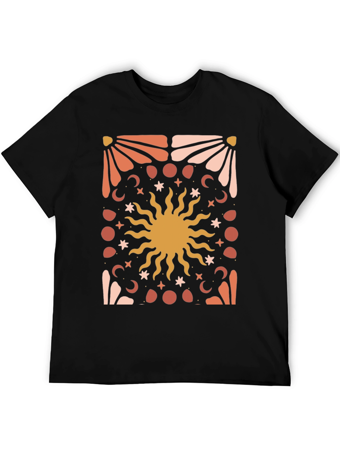 Celestial Sun Graphic Tee - Black Cotton Blend
