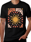 Celestial Sun Graphic Tee - Black Cotton Blend