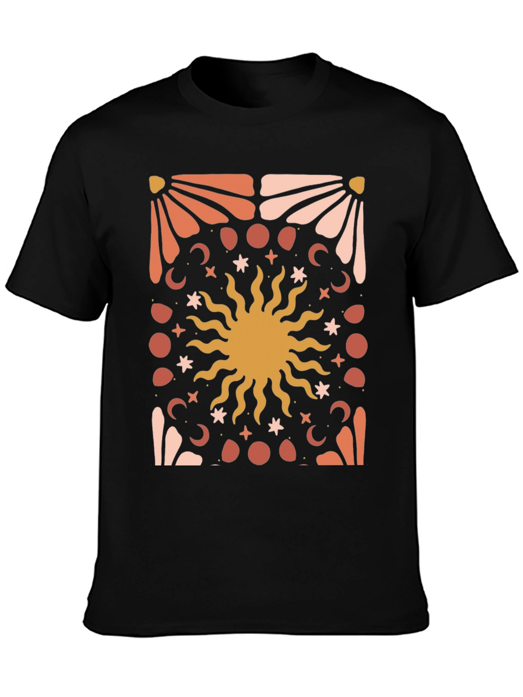 Celestial Sun Graphic Tee - Black Cotton Blend