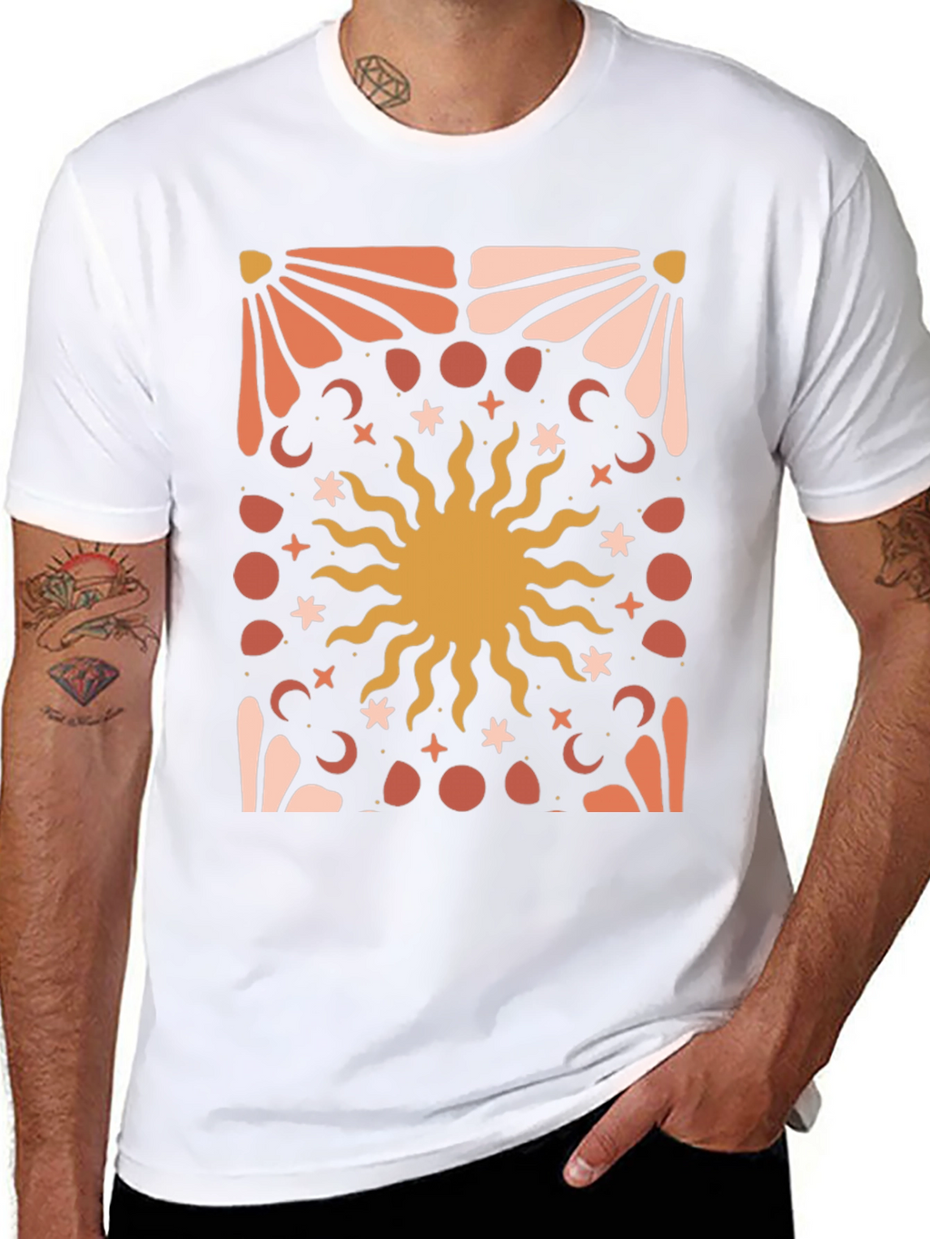 Celestial Sun Graphic Tee - Black Cotton Blend