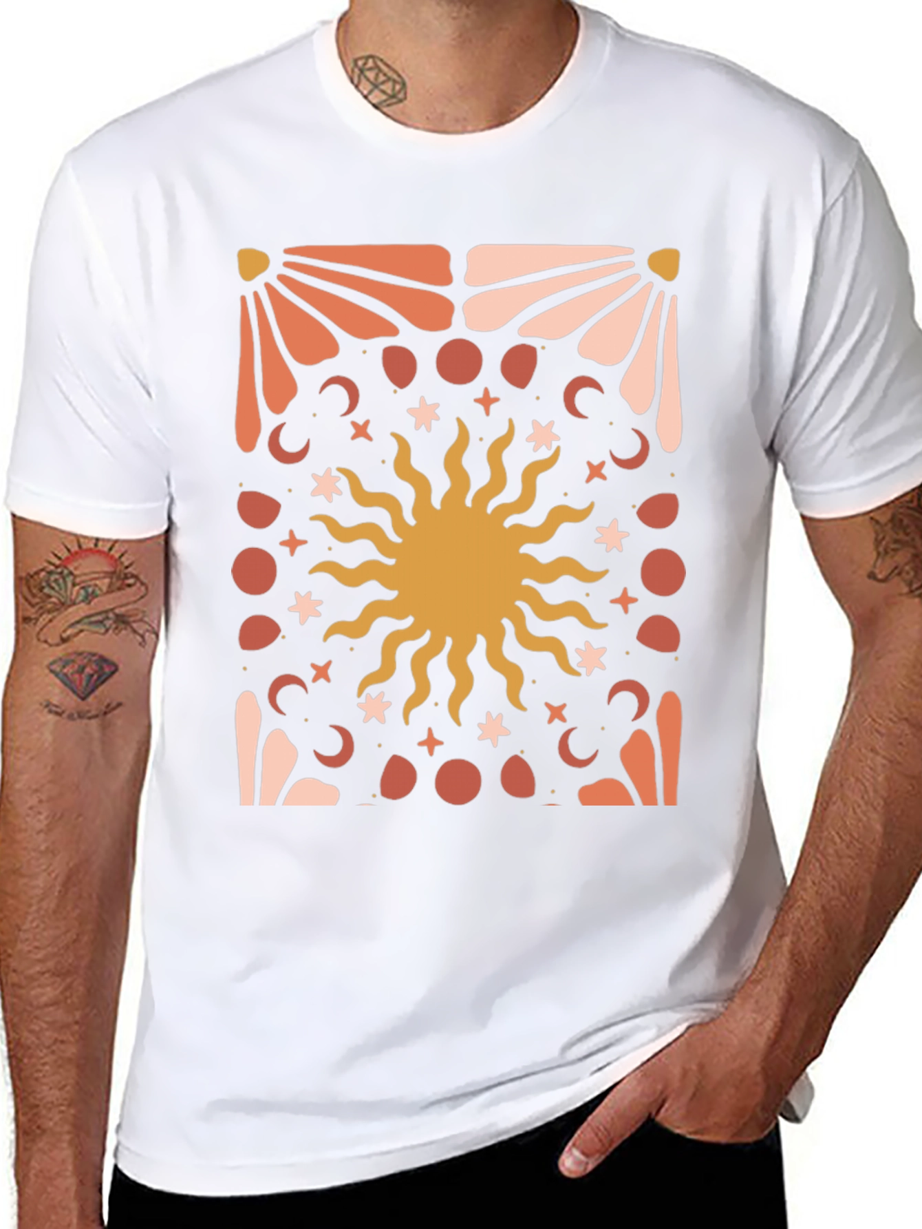 Celestial Sun Graphic Tee - Black Cotton Blend