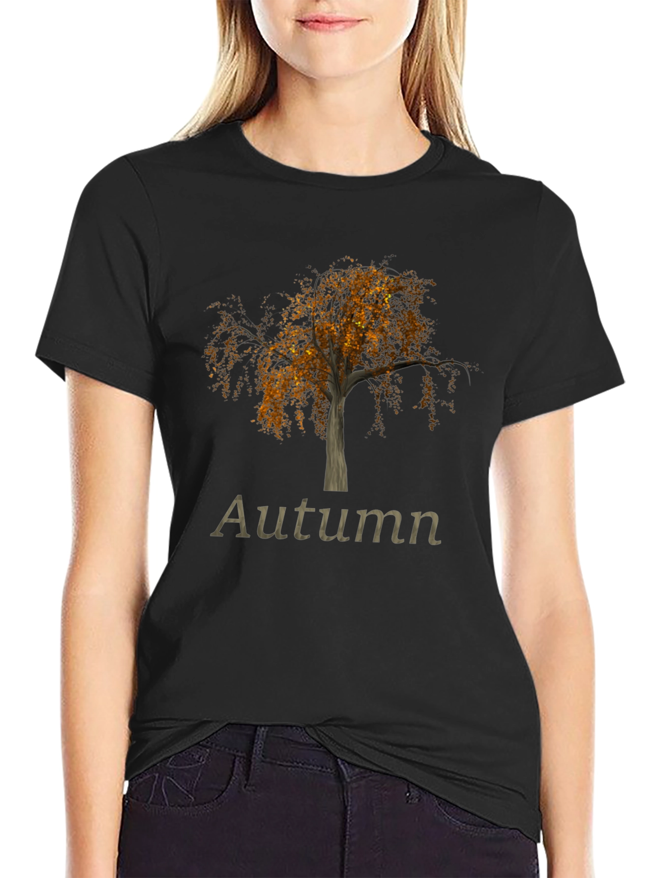 Autumn Tree Graphic Tee - Black