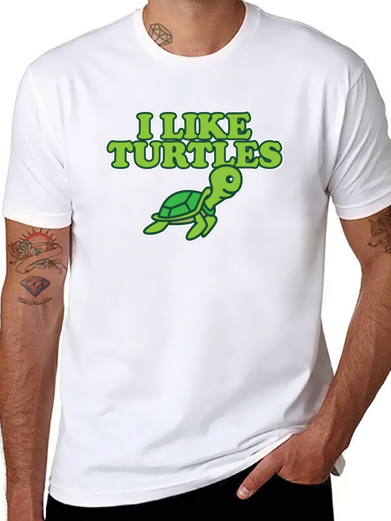 I Like Turtles Graphic Tee - Black Cotton T-Shirt