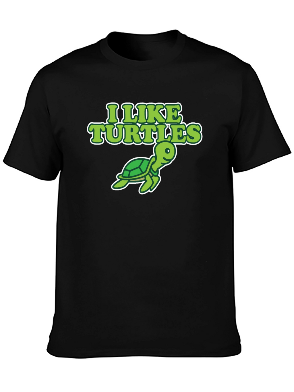 I Like Turtles Graphic Tee - Black Cotton T-Shirt