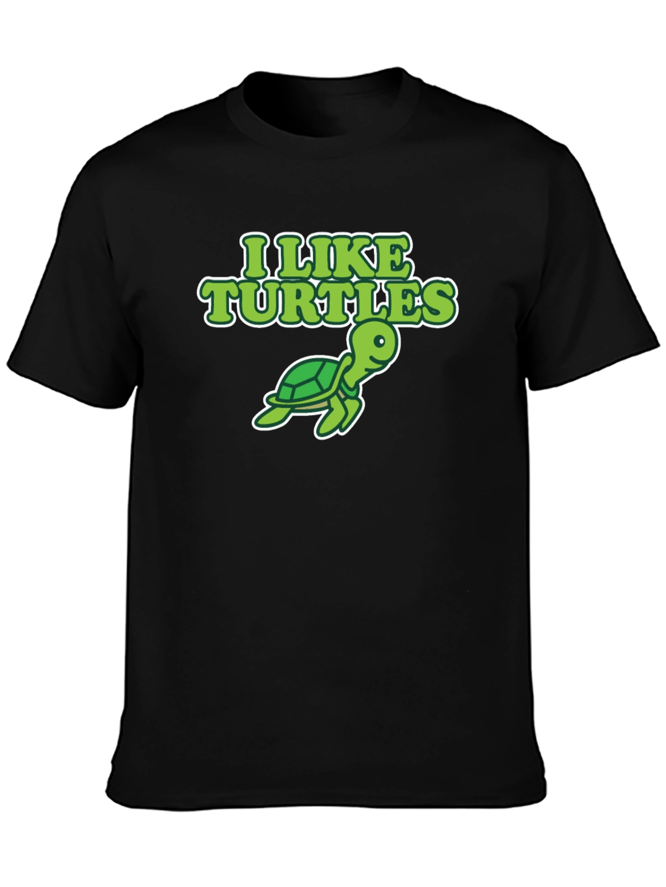 I Like Turtles Graphic Tee - Black Cotton T-Shirt