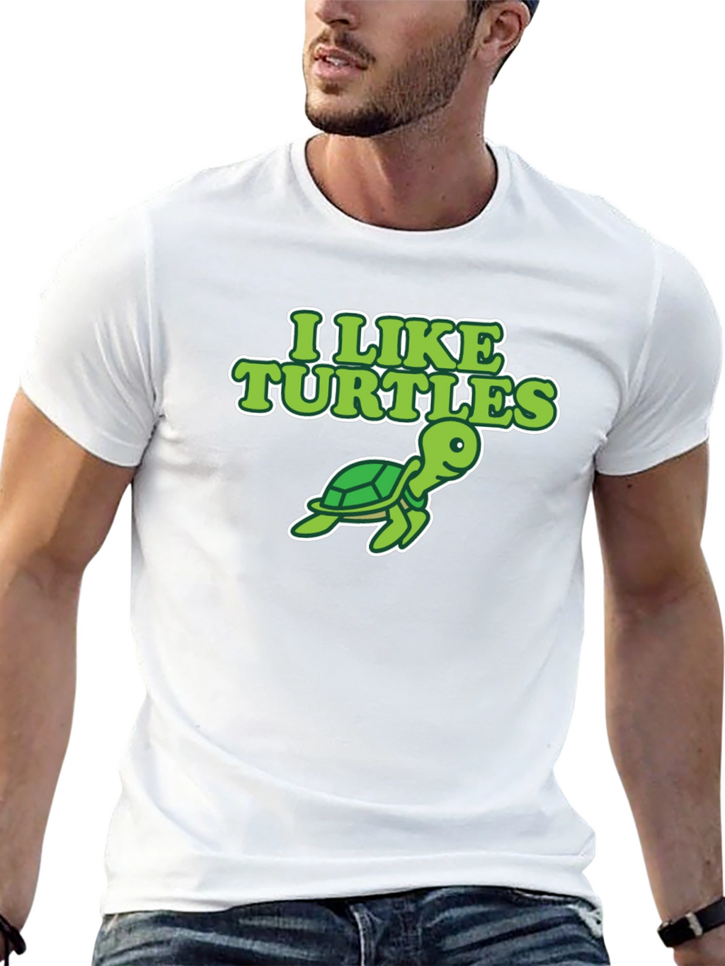 I Like Turtles Graphic Tee - Black Cotton T-Shirt