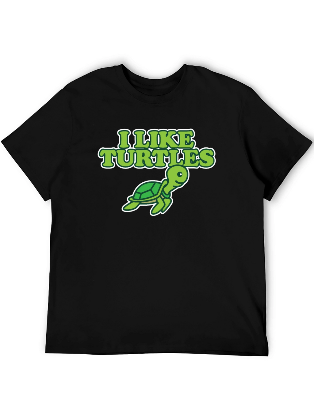 I Like Turtles Graphic Tee - Black Cotton T-Shirt