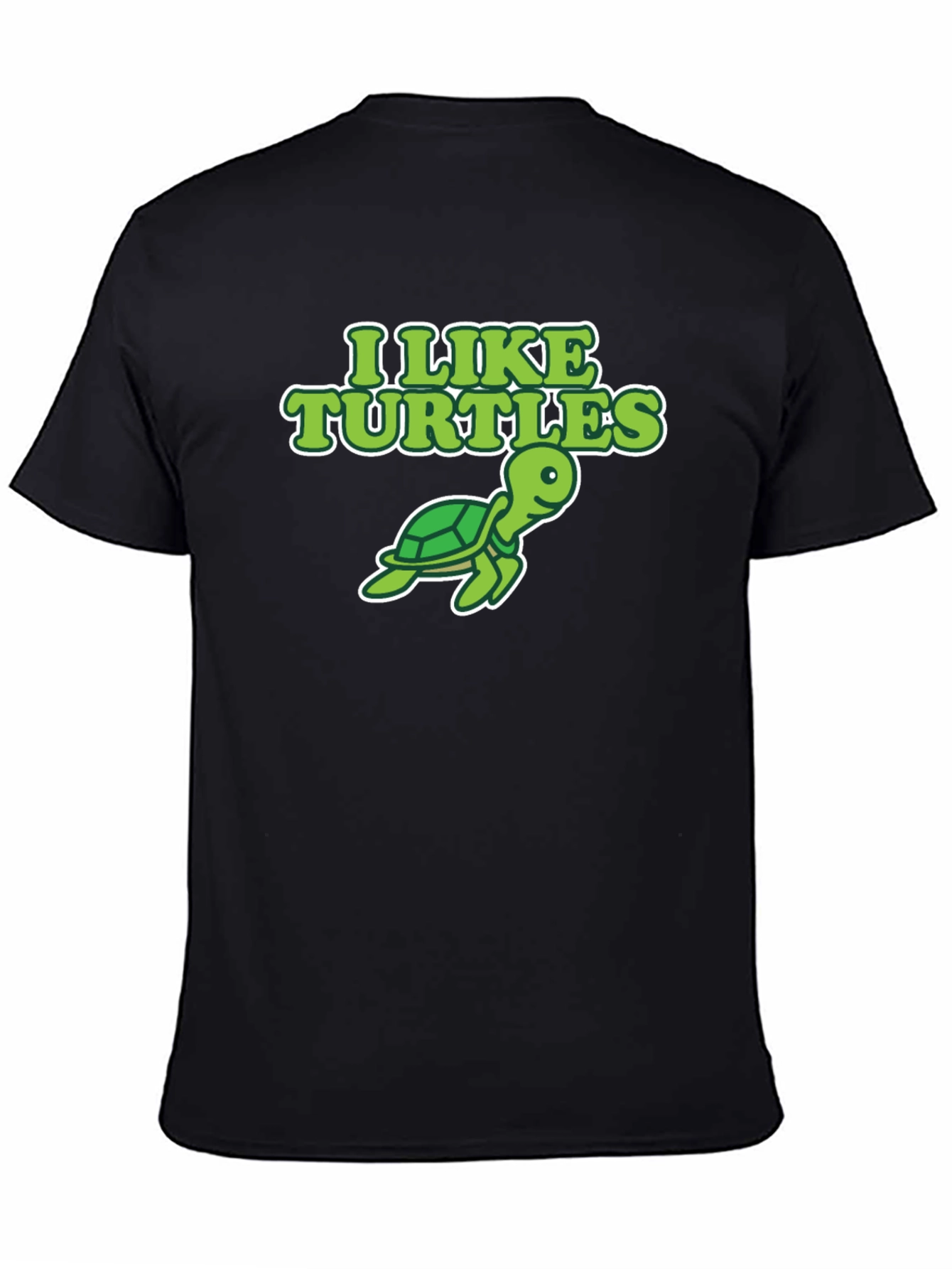 I Like Turtles Graphic Tee - Black Cotton T-Shirt