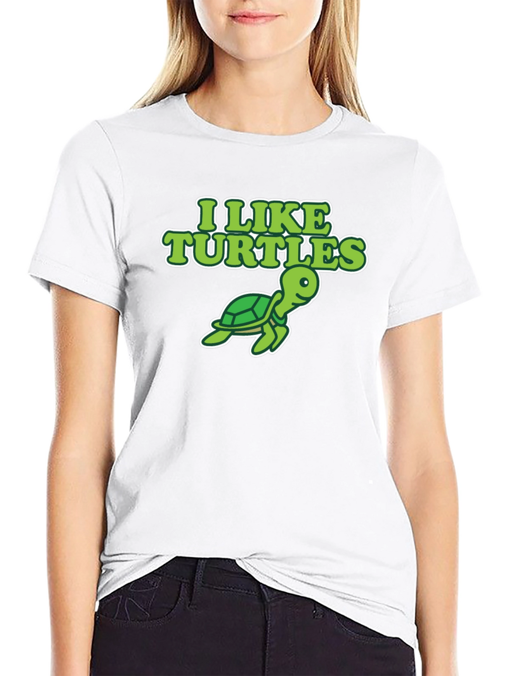 I Like Turtles Graphic Tee - Black Cotton T-Shirt