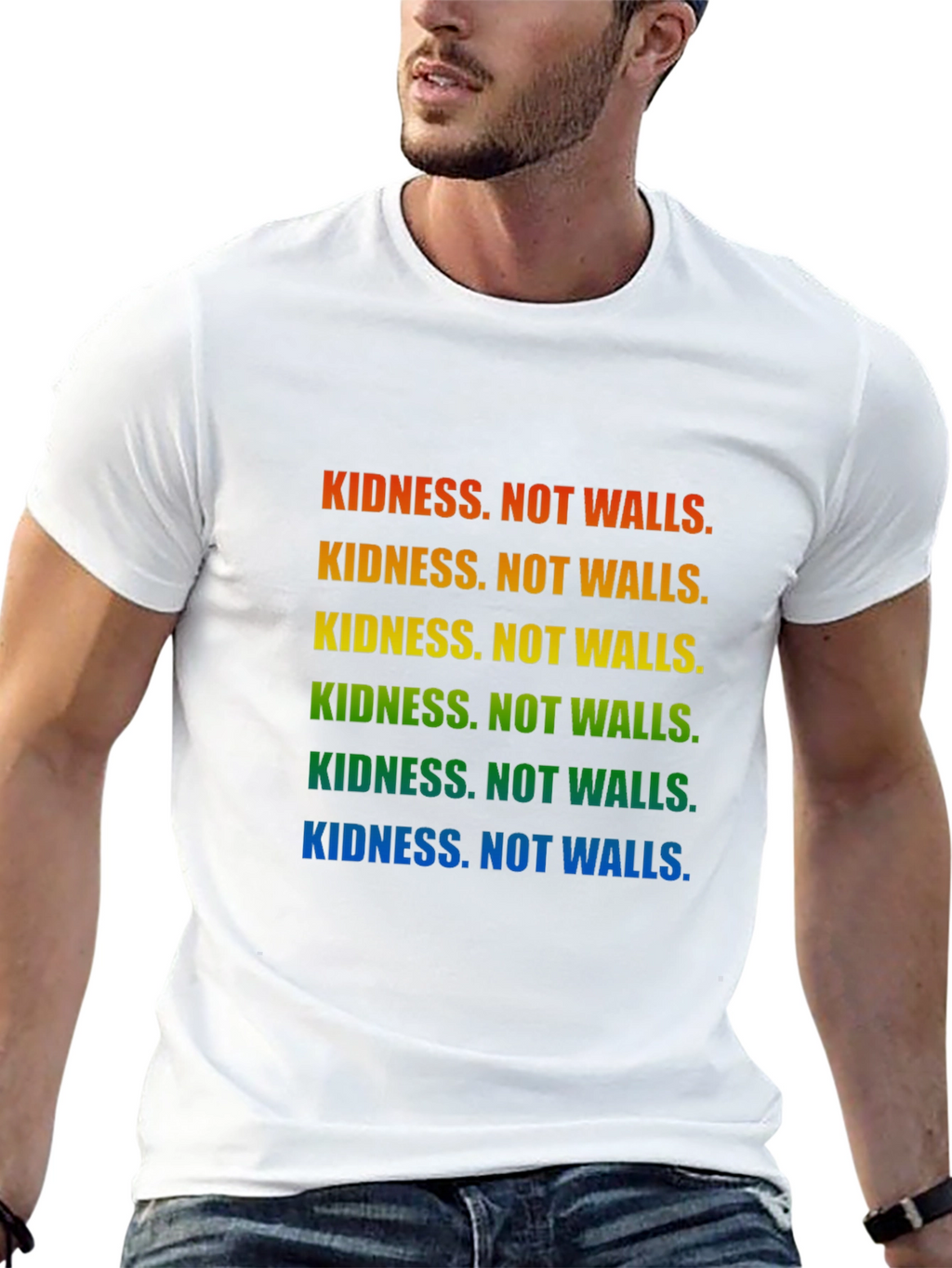 Kindness Not Walls Rainbow T-Shirt